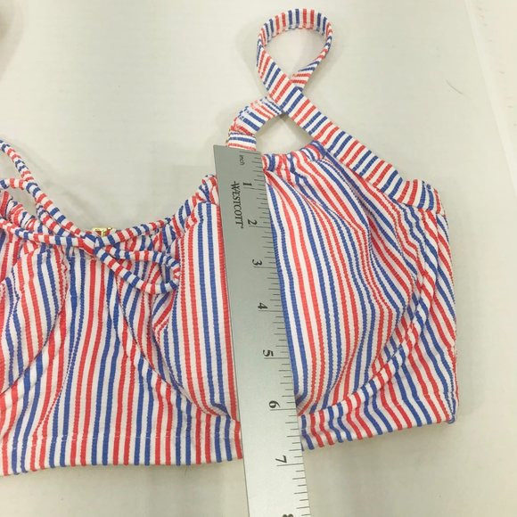 Xhilaration Women's Size 18W Textured Shirred Underwire Bikini Swim Top Striped - Picture 11 of 12